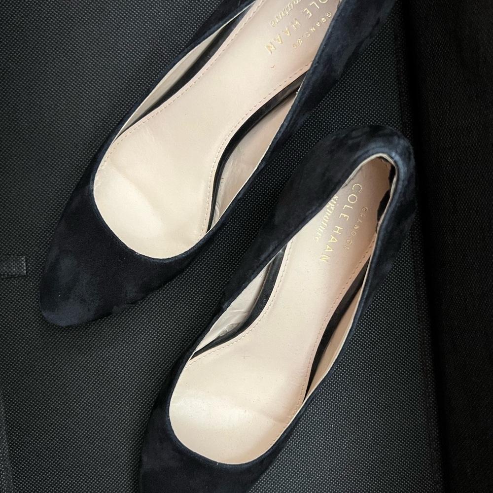 Black felt Cole haan block heels